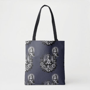 Bolsa Tote Santo Maria Católico Cristão Azul Marinho Rico Pro