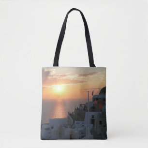 Bolsa Tote Santorini Sunset Por Toda A Impressão Toa Bag