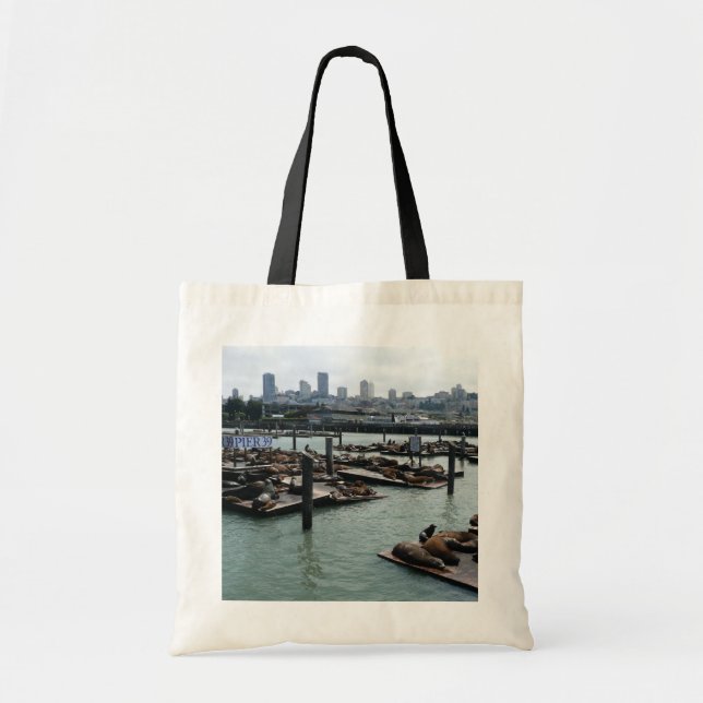 Bolsa Tote São Francisco e Pier 39 Sea Lions City Skyline (Frente)