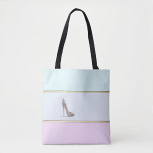 Bolsa Tote Sapatênis Moderno com Listras, Ombre, Feminino