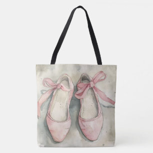 Bolsa Tote Sapatilhas de Ballet com Laço Rosa Pastel Vintage