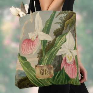 Bolsa Tote Sapatinho Rosa Floral Vintage Orquídea Monograma