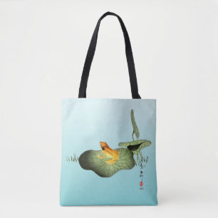 Bolsa Tote Sapo amarelo no Lotus Leaf