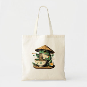 Bolsa Tote Sapo Comendo Ramen Kawaii Neko Noodles Japoneses A