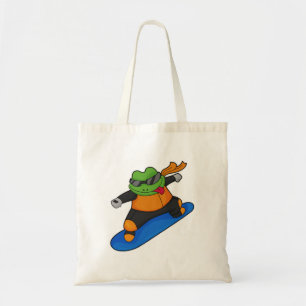 Bolsa Tote Sapo como Snowobarder com Snowboard