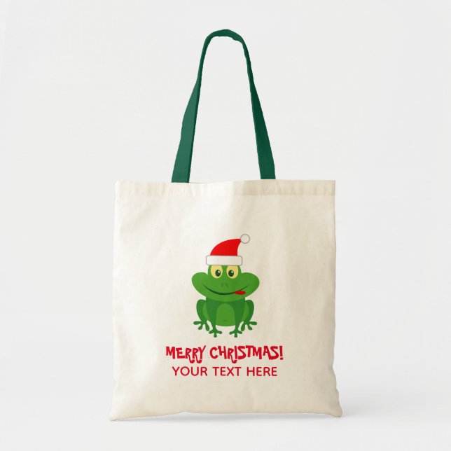 Bolsa Tote Sapo de Natal engraçado para o Papai Noel (Frente)