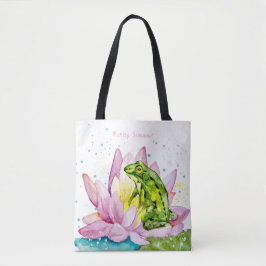 Bolsa Tote Sapo engraçado num lótus