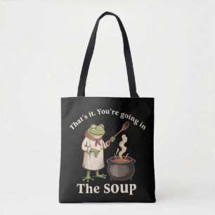 Bolsa Tote Sapo Engraçado Você Vai para o Cottagecore da Sopa