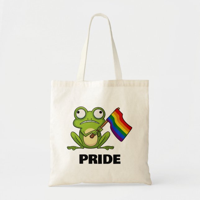 Bolsa Tote Sapo LGBT Com Bandeira do Orgulho (Frente)