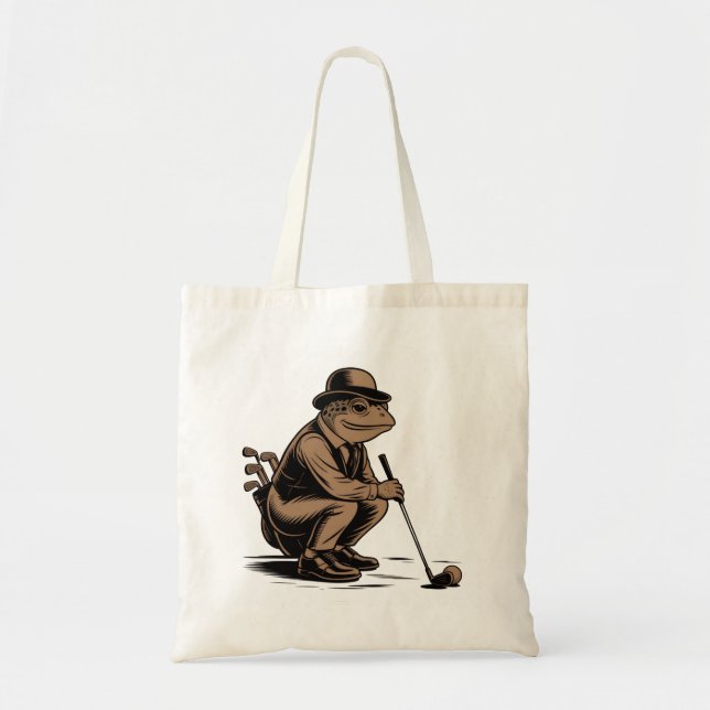 Bolsa Tote Sapo Retro Divertido Amante de Golfe Sapo Retro (Frente)