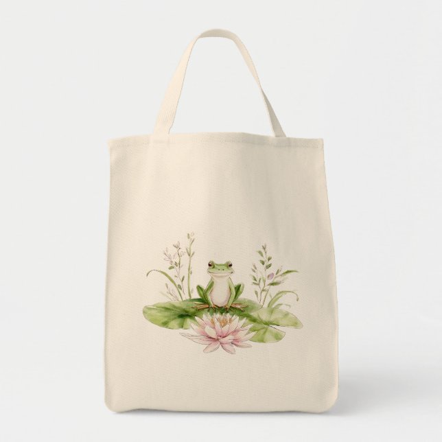 Bolsa Tote Sapo Verde Aquarela  (Frente)