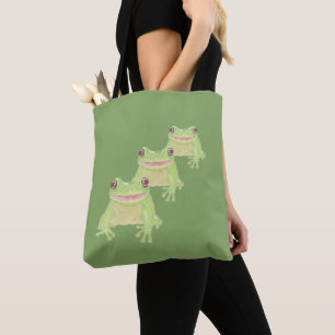 Bolsa Tote Sapo verde-branca - transparente.  