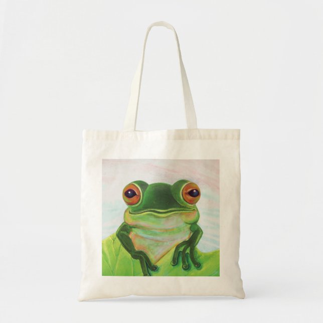 Bolsa Tote Sapo Verde Relaxando na lagoa (Frente)