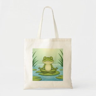Bolsa Tote Sapo Zen Meditando em Folha de Lótus – Ioga Pacífi