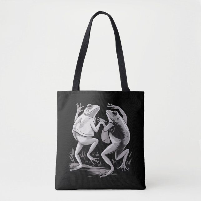 Bolsa Tote Sapos Dançantes Toad Goblincore Dark Academia Retr (Frente)