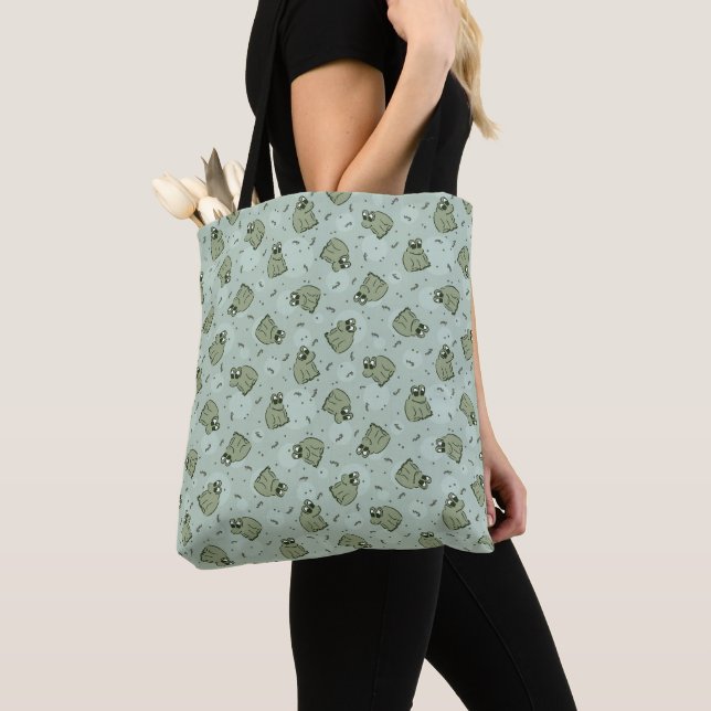Bolsa Tote Sapos de Sage Bubble - o padrão verde de crianças. (Close Up)