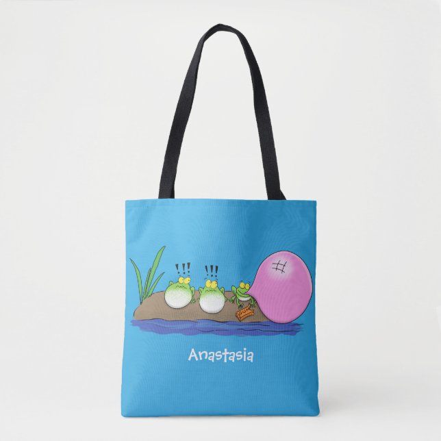 Bolsa Tote Sapos engraçados bonitos ilustração de desenho ani (Frente)