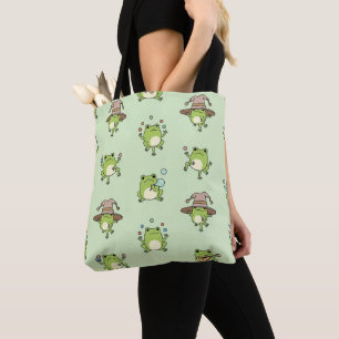 Bolsa Tote Sapos Engraçados em Ação