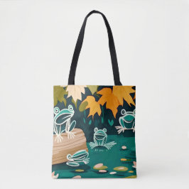 Bolsa Tote Sapos vetoriais de abstrato de arte em linha de bi