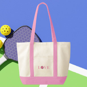 Bolsa Tote Saque de amor de pickleball cor de rosa