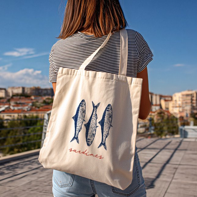 Bolsa Tote Sardinha Pescador Núcleo Estético Costeiro (Criador carregado)