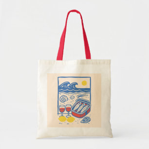 Bolsa Tote Sardinhas e Vinho na Praia 
