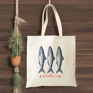 Bolsa Tote Sardinhas, pescador mercado Tote Bag