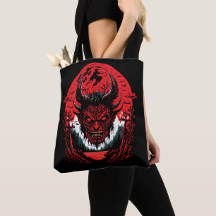 Bolsa Tote Satã Design de Gráfico da Cabeça de Demônio