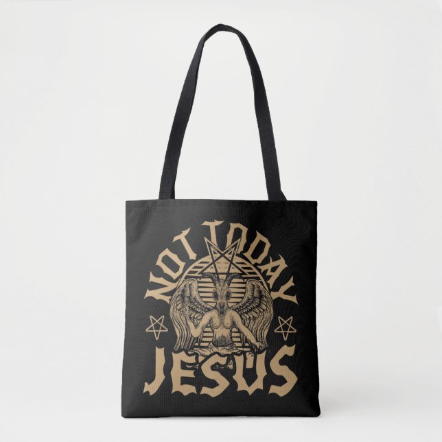Bolsa Tote Satã Satânica de Baphome Hoje Não Hoje Jesus Tank  (Frente)