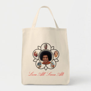 Bolsa Tote Sathya Sai Baba - Retrato sobre Saco de Algodão O