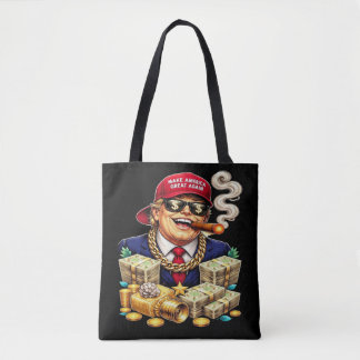 Bolsa Tote Satirical MAGA Billionaire Cartoon — Retro Pop Art