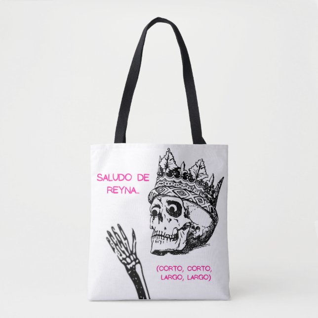 BOLSA TOTE SAUDAÇÕES DA REYNA, LONGO LONGO, CURTO, CURTO. (Frente)