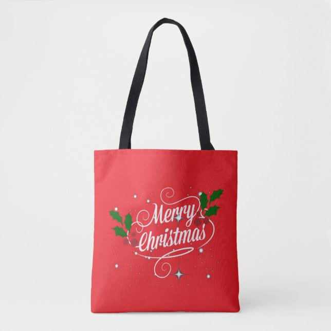 Bolsa Tote Saudações de Feliz Natal (Frente)