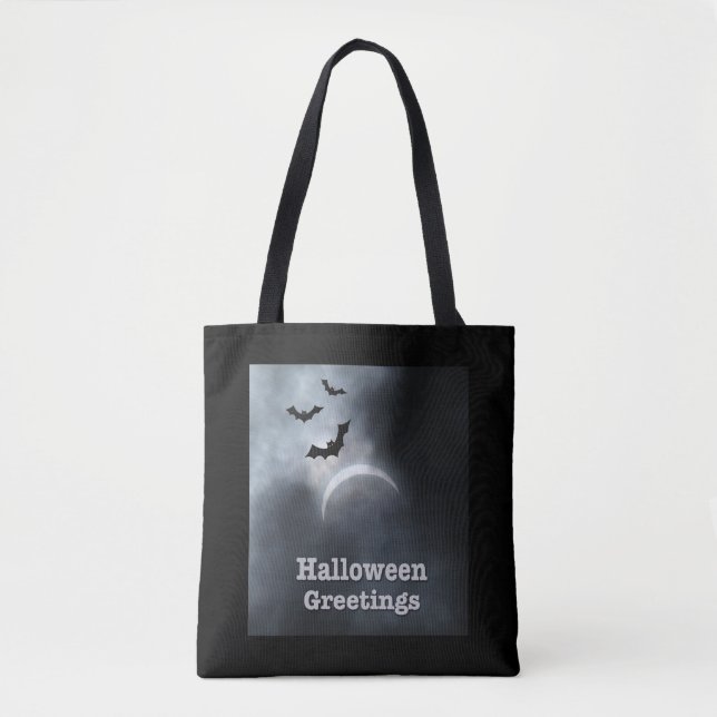Bolsa Tote Saudações do Eclipse de Halloween Spooky (Frente)