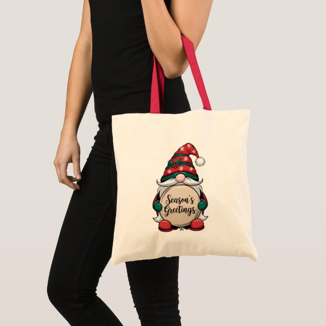 Bolsa Tote Saudações do Natal Gnomo Season (Frente (produto))