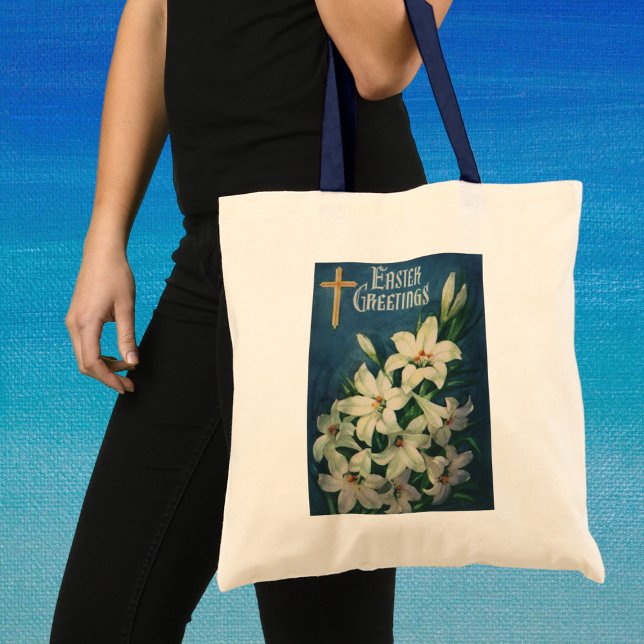 Bolsa Tote Saudações Religiosas de Páscoa Vintage, Flores de  (Criador carregado)