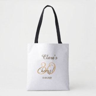 Bolsa Tote Saudações trinta aniversário carvão marrom laranja