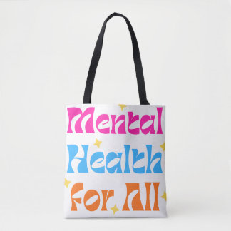 Bolsa Tote : 'Saúde Mental Para Todos' Tipografia Retro 