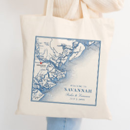 Bolsa Tote Savannah Geórgia Mapa Azul Marinho Elegante Casame