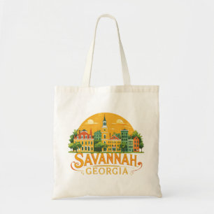 Bolsa Tote Savannah Georgia vintage Skyline