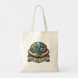 Bolsa Tote Save Our Planet Crying Earth Eco Awareness 