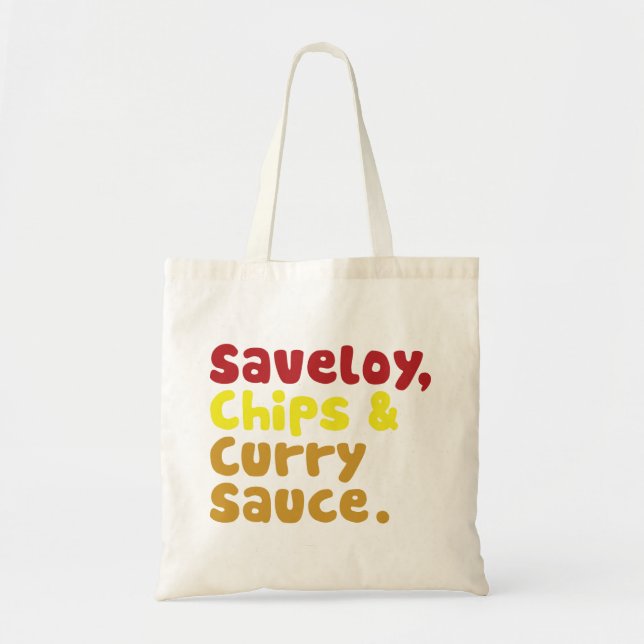 Bolsa Tote Saveloy, Batatas Fritas & Molho de Curry. (Frente)