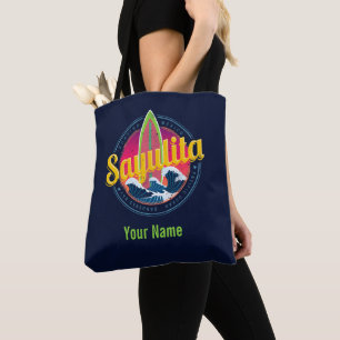 Bolsa Tote Sayulita Mexico Surfer Vintage Wave Sunset