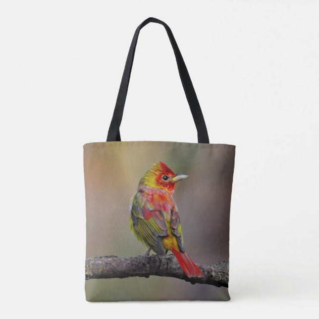 Bolsa Tote Scarlet Tanager Molting - Fotografia original (Verso)