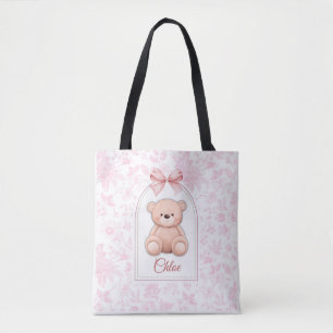 Bolsa Tote Scarlett   Design de Enfermeiro de Urso Rosa Perso