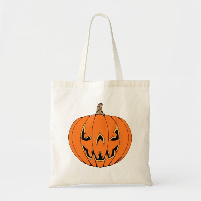 Bolsa Tote Scary Jack-o'-Lantern Halloween Design (Frente)
