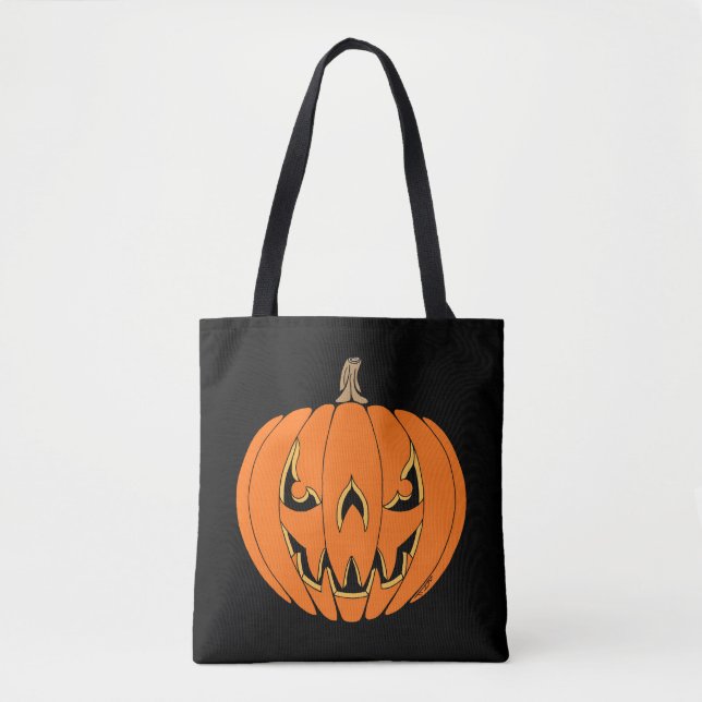 Bolsa Tote Scary Jack-o'-Lantern Halloween Design (Frente)