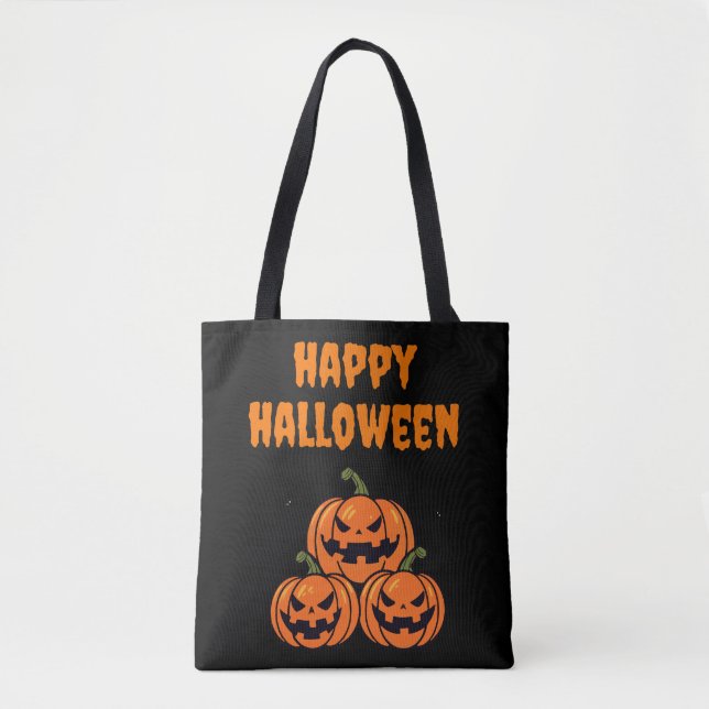 Bolsa Tote Scary Pumpkins Happy Hallowen (Frente)