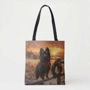 Bolsa Tote Schipperke Dog Rustic Winter Sunset