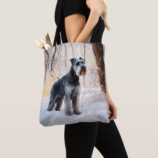 Bolsa Tote Schnauzer Deixe Nevar Natal (Close Up)